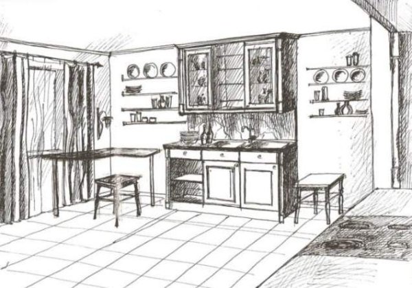 Рисунок кухни легкий
