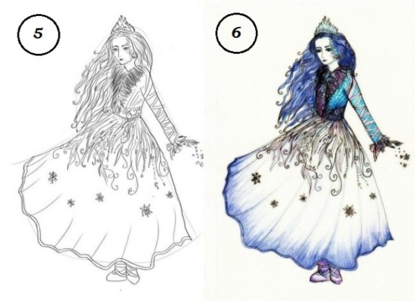 Рисунок карандашом девочка и зима