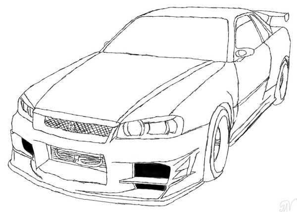 Nissan Skyline GTR r34 раскраска