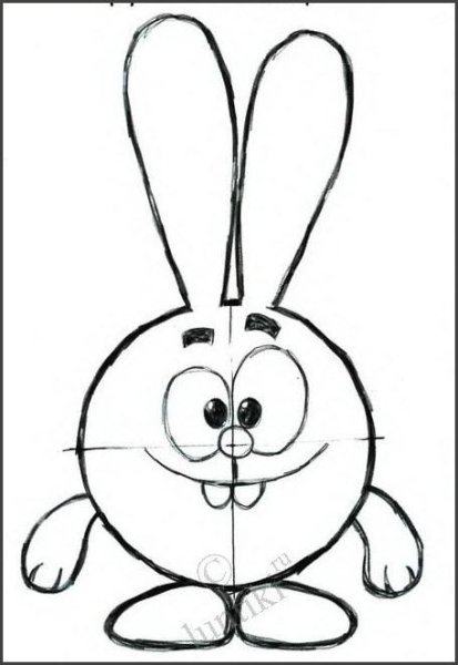 Крош из смешариков поэтапно