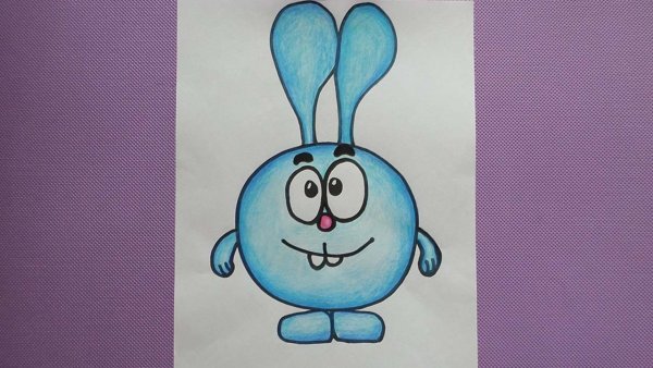 Нарисовать Кроша из смешариков поэтапно