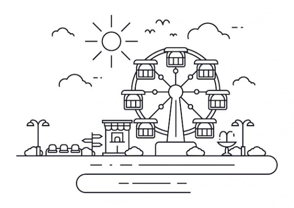 Колесо обозрения раскраска для детей