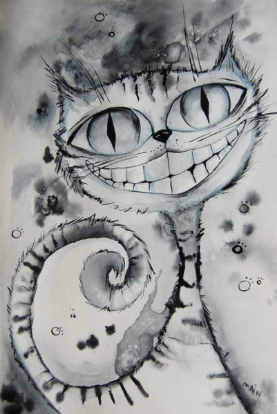 Чеширский кот рисунок карандашом