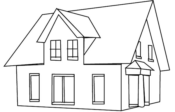 Раскраска двухэтажный дом