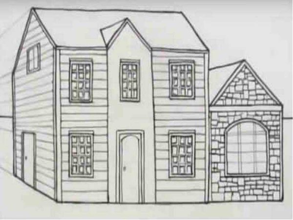 Домик двухэтажный черно белой