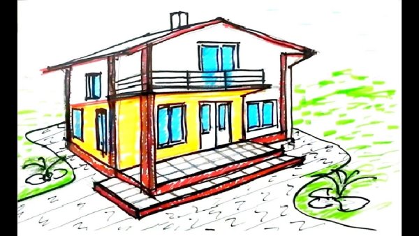 Современный дом рисунок