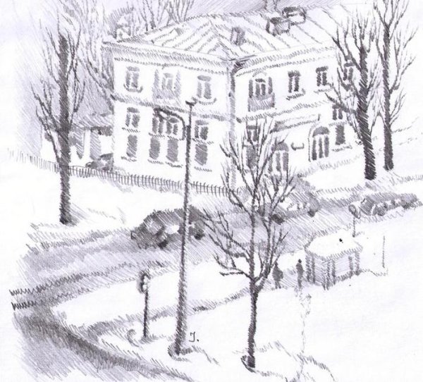 Зимний городской пейзаж легко