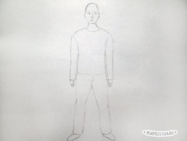 Человек карандашом в полный рост легко