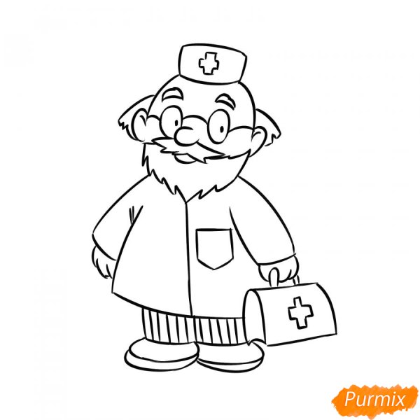 Рисунок доктора Айболита карандашом