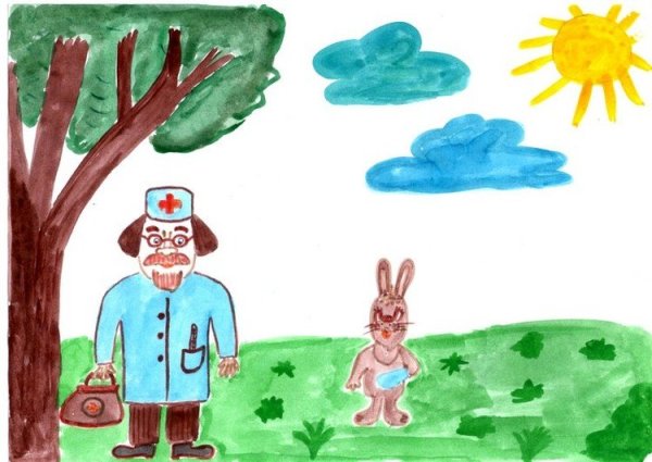 Айболит Чуковский рисунок детский