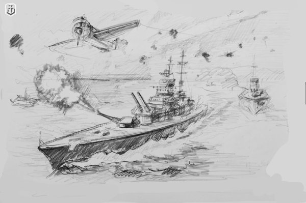 Военный корабль карандашом