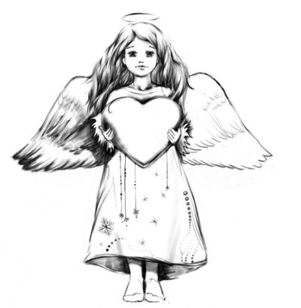 Рисунок ангела карандашом