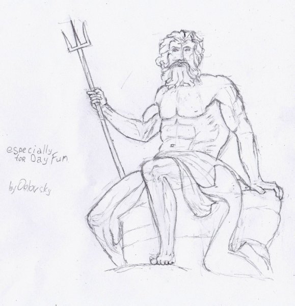 Посейдон Бог древней Греции рисунок