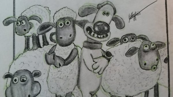 Барашек Шон карандашом