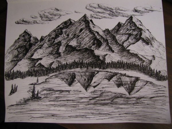 Красота гор карандашом