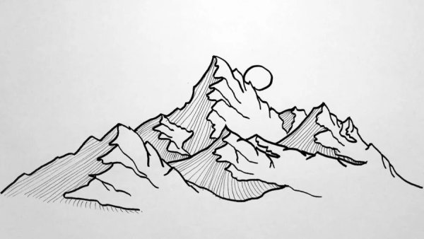Нарисовать горы карандашом