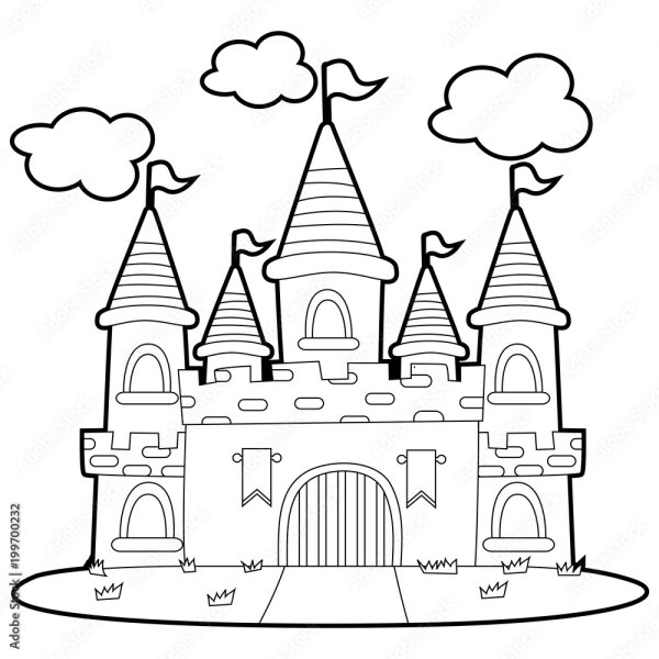 Раскраска сказочный дворец для детей