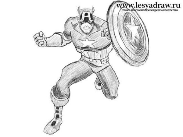 Капитан Америка рисунок карандашом для срисовки