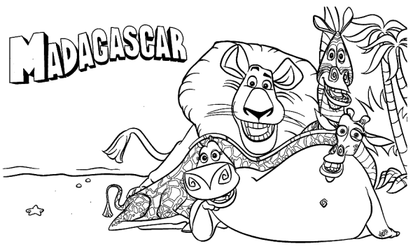 Мадагаскар раскраска для детей