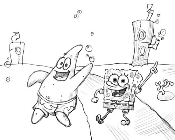 Губка Боб квадратные штаны и Патрик рисунок