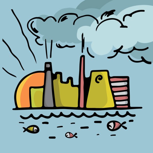 Завод загрязняет воду рисунок