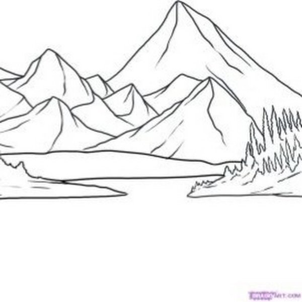 Горы для срисовки карандашом