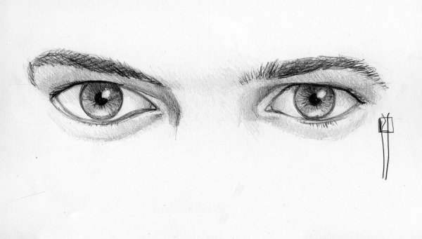 Мужские глаза карандашом