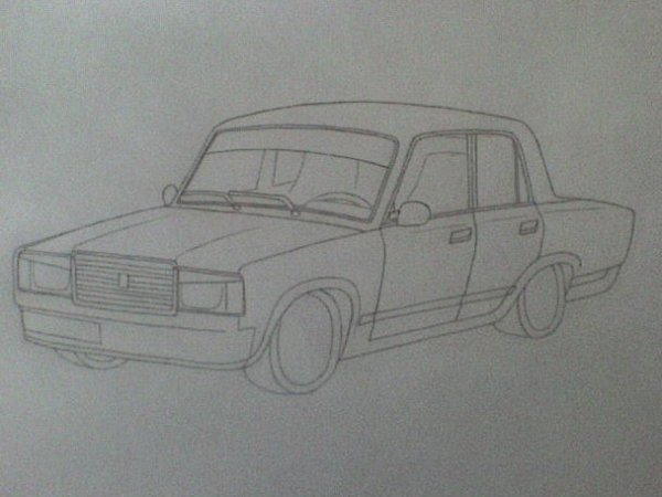 ВАЗ 2107 рисунок сбоку поэтапно