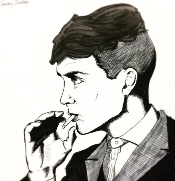 Томас Шелби чёрно белые