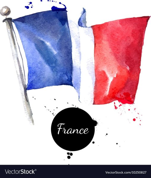 Французский флаг акварель