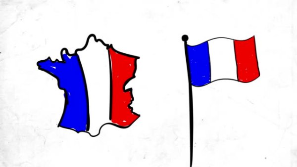 Флаг Франции карандашом