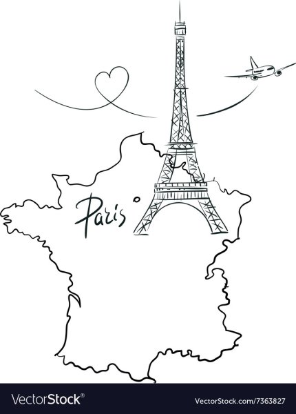 Эйфелева башня на карте Франции