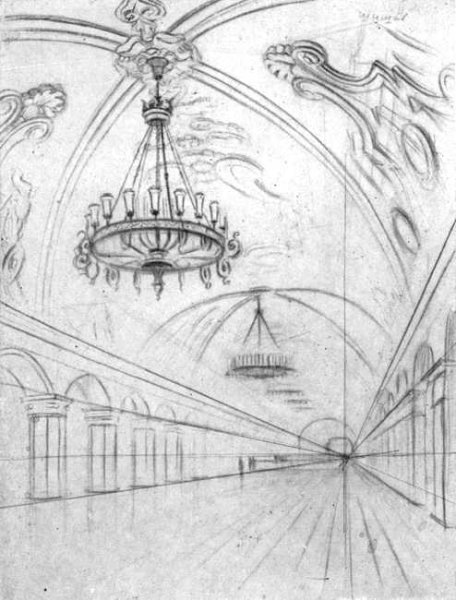 Метро рисунок карандашом