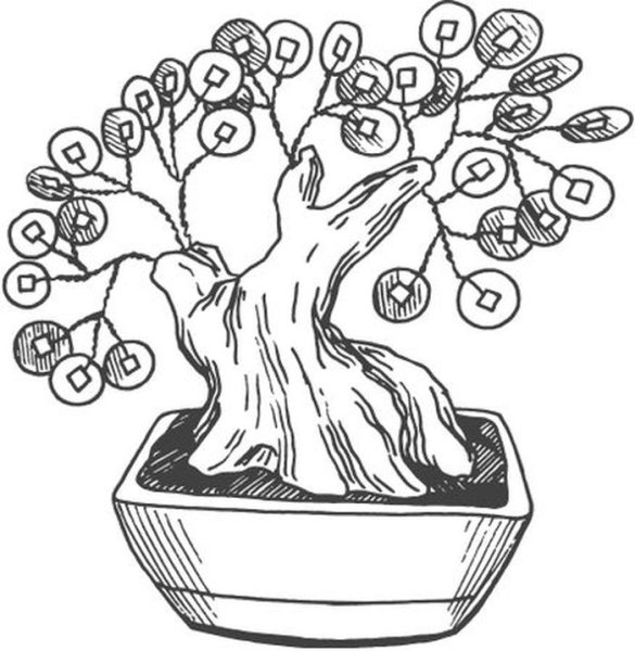 Денежное дерево раскраска
