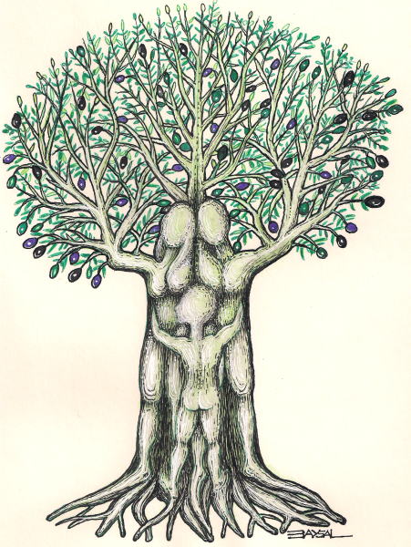 Оливковое дерево нарисовать