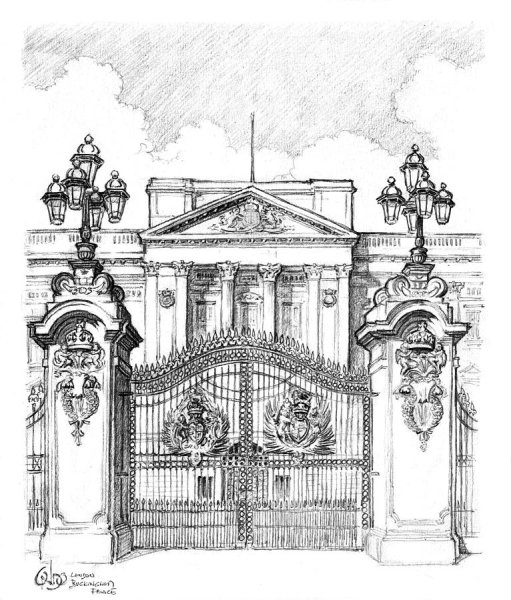 Екатерининский дворец в Царском селе в карандаше