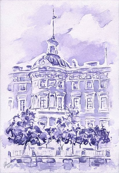 Михайловский замок в Санкт-Петербурге акварель