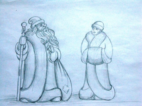 Зима в городе рисунок