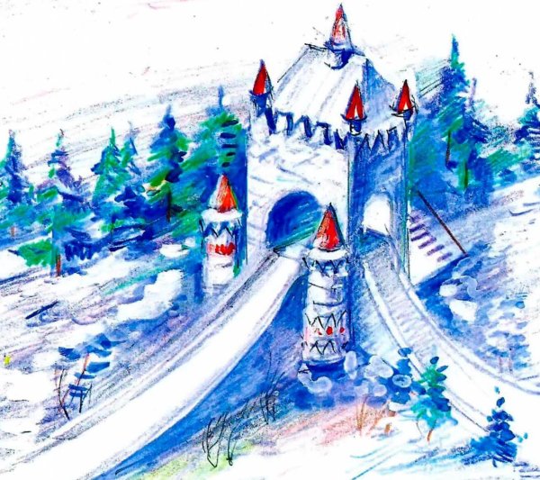 Рисуем снежный городок