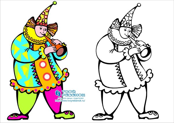 Раскраска Скоморохи на Ярмарке