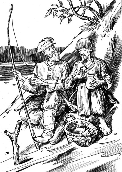 Раскраска охотник с собакой