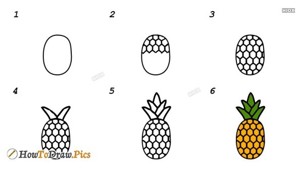 Поэтапное рисование ананаса