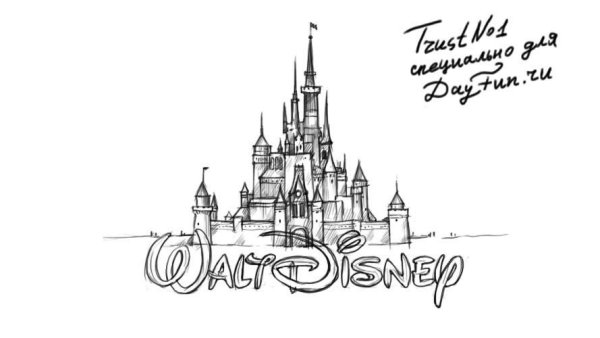 Замок Уолт Дисней карандашом