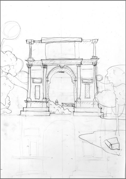 Триумфальная арка карандашом