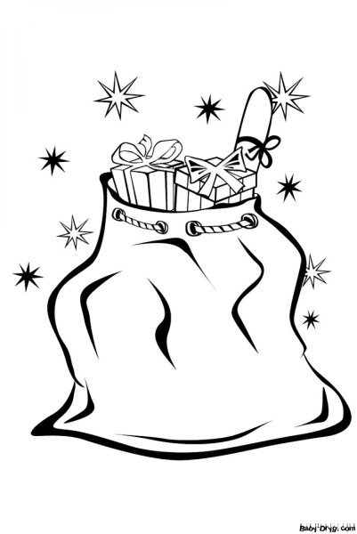 Мешок с подарками трафарет