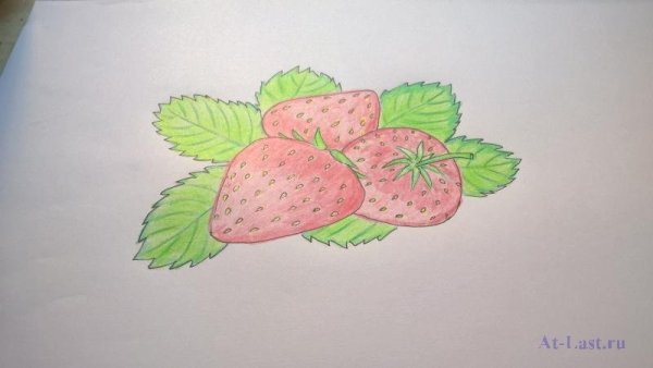 Рисунок клубники простым карандашом