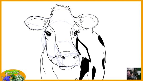 Нарисованная на листе корова