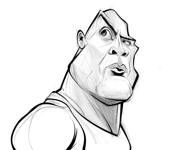 Дуэйн Джонсон рисунок карандашом