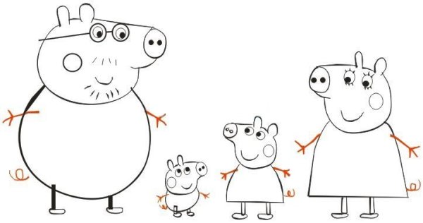 Свинка Пеппа рисунок карандашом