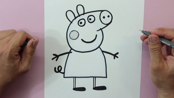 Рисунок цветными карандашами свинку Пеппу